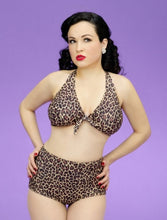 Load image into Gallery viewer, Leopard Lounge Seamed Halter Bikini Top