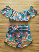 Load image into Gallery viewer, On Sale! Tutti Frutti Ruffle Crop Top & High Waist Sash Tie Bottom