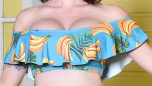 Load image into Gallery viewer, Banana Boat Off Shoulder Ruffle Retro Bikini Crop Top