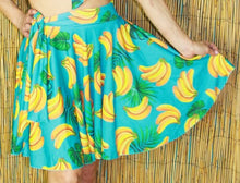 Load image into Gallery viewer, Circular Skirt with a sash tie in a banana print