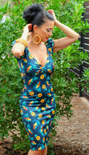 Load image into Gallery viewer, Tiki Whipped Cinched Front Puff Sleeve Wiggle Dress
