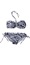 Load image into Gallery viewer, Zebra Bandeau Halter &amp; Drawstring Hipster Bikini. 36DD/Medium
