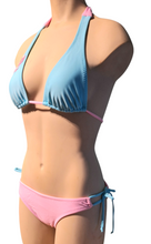 Load image into Gallery viewer, Turquoise Sliding Halter Top &amp;  Double String Tie-side Bottom. Small
