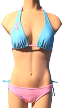 Load image into Gallery viewer, Turquoise Sliding Halter Top &amp;  Double String Tie-side Bottom. Small
