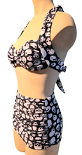 Load image into Gallery viewer, Skulls Retro Halter Top &amp; High Waist Skirt Front Bottom. X-Small
