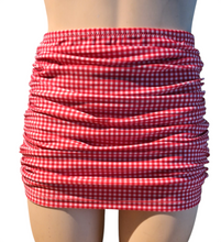 Load image into Gallery viewer, Red Gingham High Waist Skirt Front Bottom. Small
