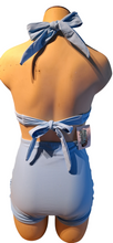 Load image into Gallery viewer, Light Blue Retro Halter Top and High Waist Skirt Front Bottom. Small
