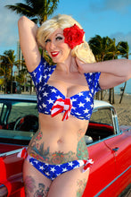 Load image into Gallery viewer, Custom Retro Cap Sleeve Bikini Crop Top
