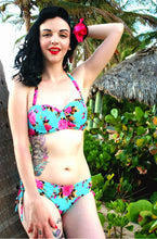 Load image into Gallery viewer, Roses Drawstring Hipster Bikini Bottom. Medium
