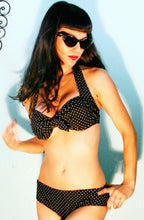 Load image into Gallery viewer, Mini Black Polka Dot Hipster Bikini Bottom

