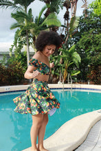 Load image into Gallery viewer, Green Leopard Cover up Skirt. Medium
