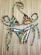 Load image into Gallery viewer, Mambo Mama Triangle Top and Tie-side Bottom Bikini Set
