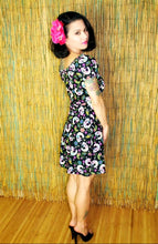 Load image into Gallery viewer, Sugar Skulls A-Line Puff Sleeve Dress
