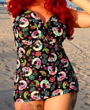 Load image into Gallery viewer, Retro swimdress swimsuit
