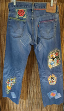 Load image into Gallery viewer, Upcycled/Repurposed Levi's Tattoo Jeans
