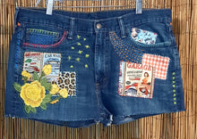 Load image into Gallery viewer, Upcycled/Recycled Levi's Denim Shorts/Patchwork
