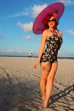 Load image into Gallery viewer, Sugar Skulls one piece bathingsuit 
